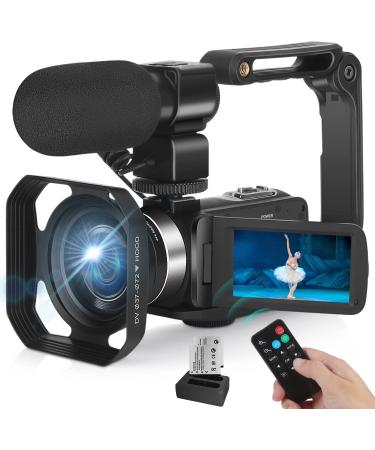 Video Camera Camcorder Recorder 4K 48MP 3.0 Inch 16X Digital Zoom Camcorder Camera with 2 Batteries White