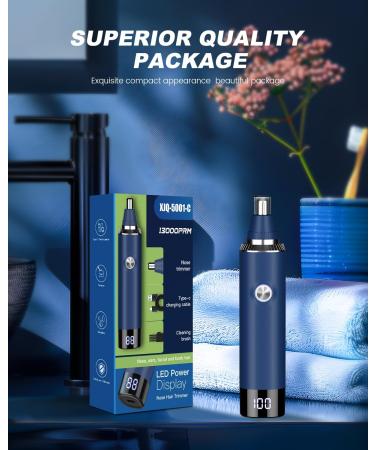 Buy Ear & Nose Hair Trimmer with LED Display - Painless USB Rechargeable for Men & Women IPX7 Waterproof Dual Edge Blades (Cyan) | International Shipping Available - Buy Online on GoSupps.com