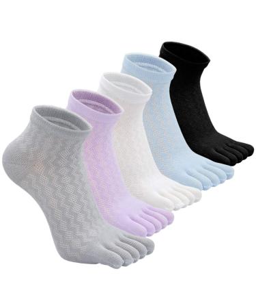 Toe socks women five finger socks made of cotton women's sneaker socks with toes breathable EU 35-41 5 pairs multicolored