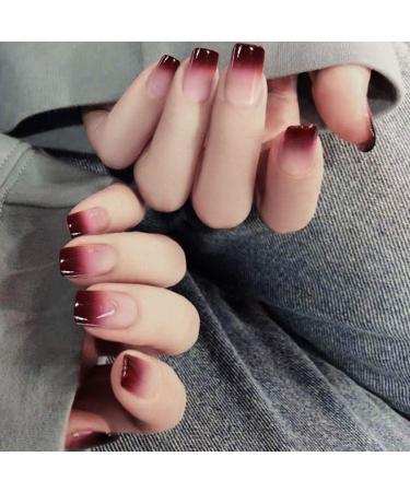 Sethexy Chic Gradient Glossy False Nails - Medium Full Cover Acrylic 24Pcs for Women and Girls - Buy Online on GoSupps.com