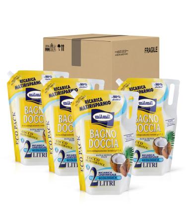 Milmil Milmil Bathroom Shower Coconut Oil Scented Cleanser Maxi Refill Pack 4 x 2000 ml