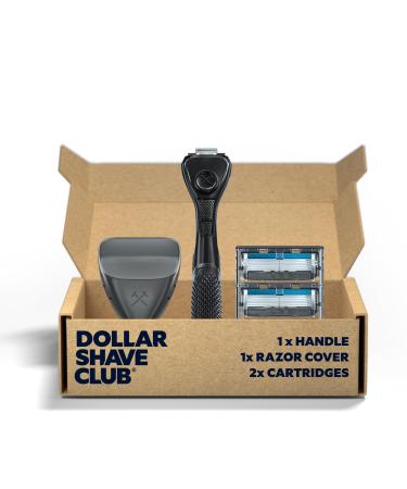 Dollar Shave Club | The Guest Pass Shave Set | 2 Extra Close Refill Cartridges 1 Handle (Black) 1 Razor Cover 6 Blade Value Starter Set