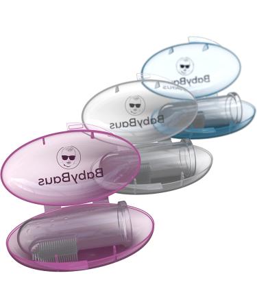 BabyBaus Finger Toothbrush Set for Kids, Toddlers, Babies, and Pets - Soft Bristles, Ergonomic Design - Set of 3 with Cases (Blue, Pink, Clear) - Buy Online on GoSupps.com