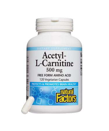 Natural Factors Acetyl L-Carnitine 500 mg Promotes a Healthy Memory Concentration and Brain Function 120 capsules (60 servings)