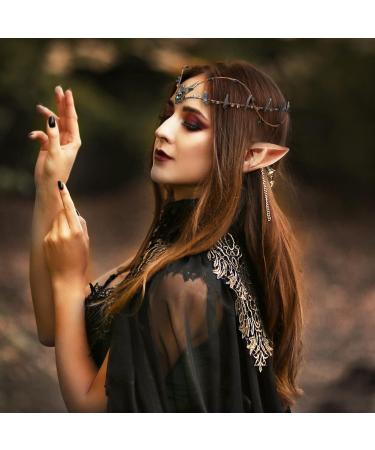 MOSTORY Black Crystal Circlet Crown Raw Quartz Headband Fairy Moon Headpiece Dark Rhinestone Hair Tiara Elf Mermaid Cosplay Costume Accessory for Women Womens Renaissance Halloween Bridal - Buy Online on GoSupps.com