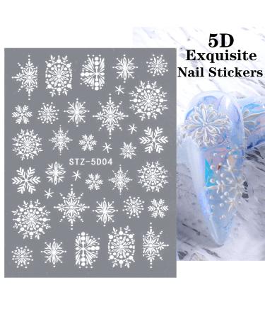 Snowflakes Nail Art Stickers | 5D Hollow Xmas & New Year Design | Luxurious DIY Acrylic Nail Decals - 4 Sheets - Buy Online on GoSupps.com