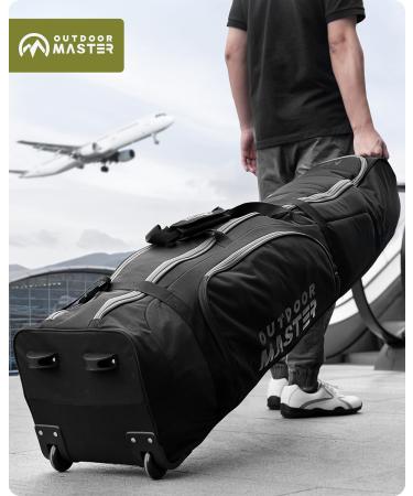 OutdoorMaster Padded Golf Travel Bag - Heavy Duty 900D Oxford, Waterproof Case with Reinforced Wheels - Soft-Sided Golf Club Bag with Shoes Compartment - Black - Buy Online on GoSupps.com