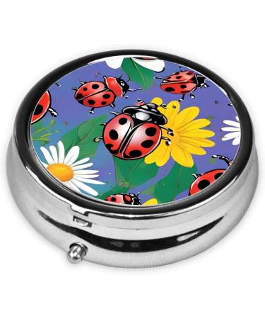 Colorful Ladybird Mini Round Pill Box | 3 Compartment Organizer for Travel & Home Use | Portable Medicine Case - Buy Online on GoSupps.com