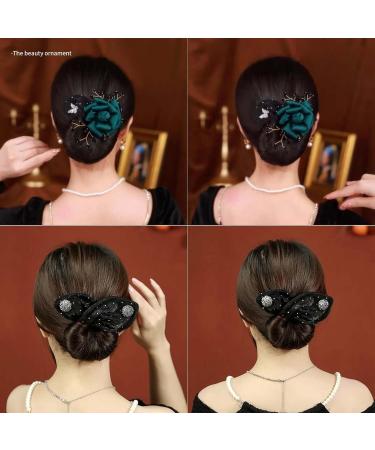 Hand Embroidered Flowers Deft Bun Sheer Fabric Hair Bun Maker for Long Thick Hair Accessories for Women Girls Lazy Hair Curler Bun Clips Ball Hair Clip Bun Hair Twister (Size : C) - Buy Online on GoSupps.com