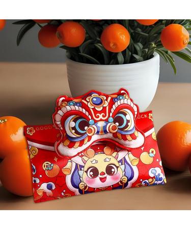 Harilla Hong Bao Red Packets Gift Packets Hongbao Lucky Money Chinese Lunar New Year Red Envelopes for Spring Festival Graduation Lion Head 18.5x15cm - Buy Online on GoSupps.com