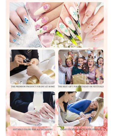 Colorful Flower Nail Art Stickers | 3D Self-Adhesive - 30 Sheets | Butterfly, Flower, Heart, Bow Designs for Women, Girls, Kids - Nail Decoration - Buy Online on GoSupps.com