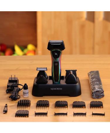 Memorism Men's Grooming Kit - Foil Shaver, Body Hair & Beard Trimmer - Rechargeable with LED Display - Blizz GS5 - Purple-Green Gradient - Buy Online on GoSupps.com