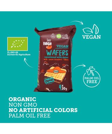  SUPER FUDGiO SUPER FUDGiO Organic Waffles with Cocoa Hazelnut Cream | Sweetened with Dates Instead of Sugar | Palm Oil Free | Vegan Snack 4 x 30g (Pack of 8) - Buy Online on GoSupps.com