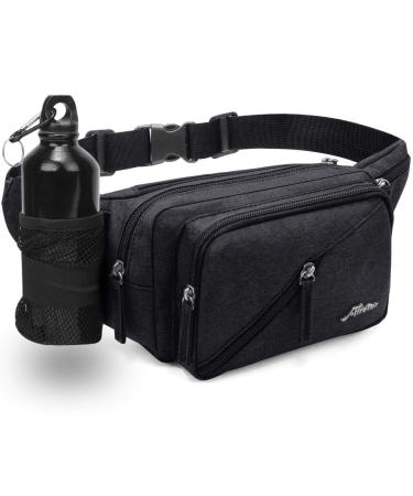 Afreter Fanny Pack Waterproof Waist Bag Pack Men Women Hip Bum Bag With Water Bottle Holder Adjustable Strap Suitable For Outdoors Workout Traveling Hiking Cycling Dog Walking Pouch Bag(black) - Buy Online on GoSupps.com