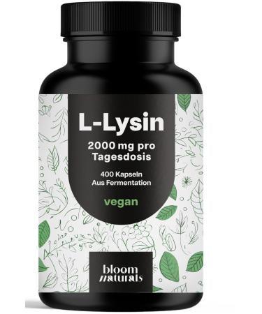High-dose L-lysine - 400 capsules with 2000mg of pure lysine per daily serving - From vegetable fermentation - Capsule