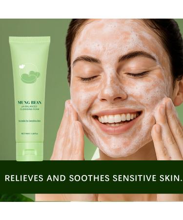 Mousse nettoyante au pH quilibr au haricot mungo Nettoyant visage doux pour un nettoyage en profondeur des pores nettoyant visage hydratant apaisant (2) - Buy Online on GoSupps.com