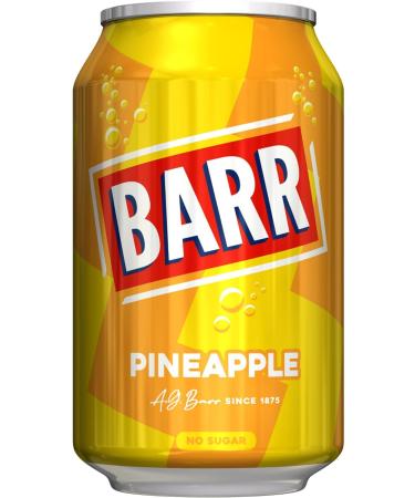 BARR Sparkling Pineapple Soda - No Sugar Pineapple Flavoured Fizzy Drink | 24 x 330ml Cans - Buy Online on GoSupps.com