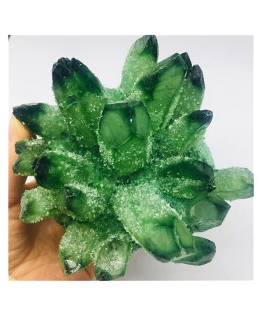 Natural Crystal Rough Natural Crystal Green Beautiful Flame Halo Quartz Crystal Cluster Specimen Decoration (Size : 300-400)