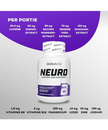 BioTechUSA Neuro Food supplement capsules with plant extracts vitamins and minerals 60 capsules - Buy Online on GoSupps.com
