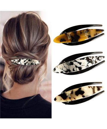 3 pieces of French hair clips women tortoise hair clip big hair clip set vintage hair gripper celluloid leopard hair clips for women thin hair and thick elegant hair accessory