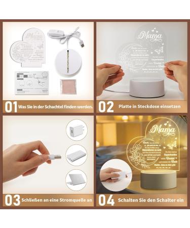 Giftasy Mama Gift - LED Acrylic Night Light Lamp | Unique Gifts for Mom Best Birthday & Mother's Day Present - Buy Online on GoSupps.com