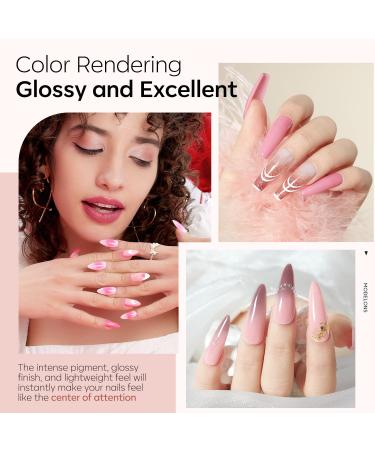 Modelones 21-Piece Gel Nail Polish Set for DIY Salon Manicures - Neutral Nude, Pink, Brown, Gray, Red, Glitter Shades - Soak Off, Upgraded Formula with Cr me Texture - Includes Brush | A1a-Fall In Love - Buy Online on GoSupps.com