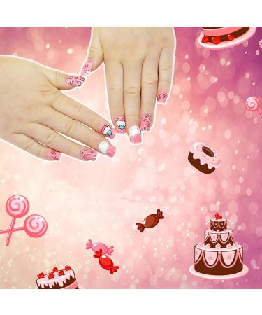 96 Pieces Kids Fake Nails with Nail Glue Pre-glue Full Cover Short False Nails Lovely Ready to Wear Press-On Gel Nails for Children girl (A) - Buy Online on GoSupps.com