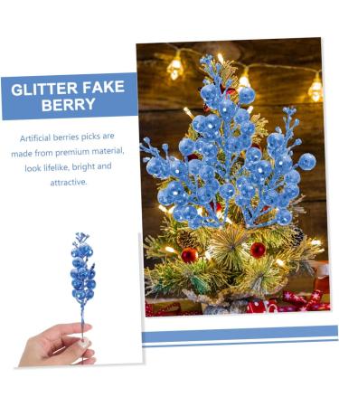 HOMSFOU 12pcs Christmas Imitation Berries Christmas Flower Sprays Artificial Glitter Berry Stem Christmas Berries Picks Christmas Decor Christmas Berry Stems Home Decor Foam Flash Filler Blue 19X5X5CM - Buy Online on GoSupps.com