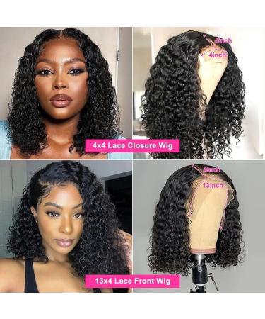 14 Curly Bob Lace Front Wig | HD Transparent Deep Wave Brazilian Virgin Human Hair | Pre Plucked with Baby Hair | 150% Density for Black Women - Buy Online on GoSupps.com