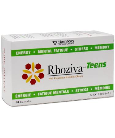 Nanton Nutraceuticals Rhoziva Teens Brain Supplement For Memory & Concentration Support | Natural Stress Relief | Rhodiola Rosea Bacopa + Vitamins | Vegetarian & Gluten Free | 80mg | 60 Count