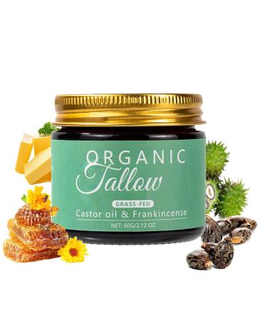 KBSBUBB Organic Tallow Balm with Castor Oil & Frankincense for Natural Skincare & Moisturizing Tallow Cream Castor Oil and Frankincense