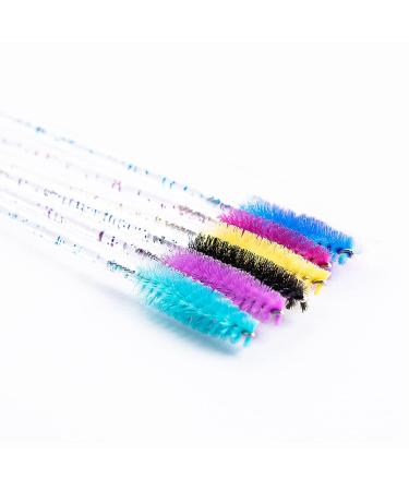 300 Pcs Disposable Glittered Mascara Wands & Eyebrow Brushes | Crystal Handle Makeup Brushes in 6 Colors - Perfect for Cosmetics - Buy Online on GoSupps.com