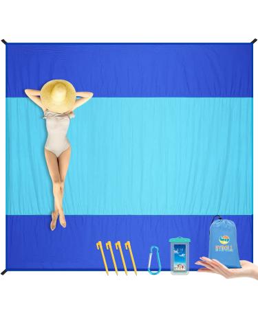 BYDOLL Beach Blanket Waterproof sandproof Oversized 10' x 9' Suits for 1-8 Adults Sand Free Extra Large Beach Blanket Lightweight Soft Nylon Large Picnic mat for Travel Camping Hiking Blanket Beach 10'X 9' Blue2