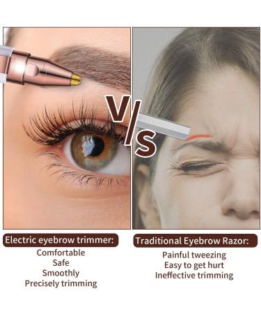 Aeruki 2 in 1 Rechargeable Painless Eyebrow Trimmer & Facial Hair Removal for Women - Built-in LED Light, Hair Shaver for Eyebrow, Nose, Lips, Face, Armpit & Body - Buy Online on GoSupps.com
