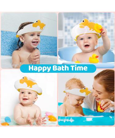 Kids Shower Cap Adjustable Hair Washing Caps Ear Covers for Shower Hair Washing Shampoo Shield Baby Visor for Eyes and Ears Protector Bath Head Shield for Infant (Yellow) - Buy Online on GoSupps.com
