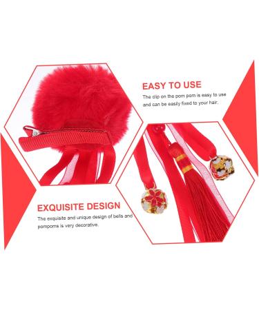 Housoutil 2 Pairs Antique Hairpin Tassel Hair Clip Hanfu Headdress Kids Barrettes for Hair Chinese Hair Clip Fluffy Hair Clips Hanfu Hair Clamps Kid Headwear Baby Girl Plush Issue Card Red - Buy Online on GoSupps.com