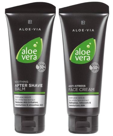 LR ALOE VIA Aloe Vera Men facial care set (100 ml after shave balm & 100 ml face cream) - Buy Online on GoSupps.com