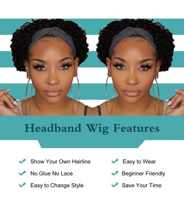 Waveme Human Hair Curly Headband Wig for Black Women - Short Bob Pixie Style in Natural Black - 150% Density - 8 Inch 1B# Color - Buy Online on GoSupps.com