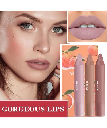 Fusang 3Pcs Nude Matte Lipstick Set - Long Lasting & Nourishing Lipgloss Set | Waterproof Velvet Lip Gloss Set | Crayon Matte Lip Stain for Women - Buy Online on GoSupps.com