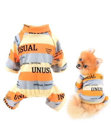 Smalllee_lucky_Store pet clothing multi -colored striped cotton pajamas for small and medium -sized dogs cats pajamas overall nightwear outfits for yorkie chihuahua orange m medium orange