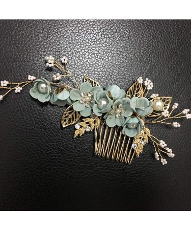 Wedding Hair Comb Rhinestone Clip - Green Crystal Bridal Hair Accessories - Buy Online on GoSupps.com