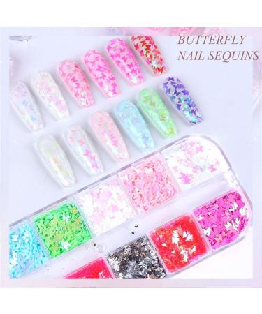 Kalolary 3D Butterfly Nail Art Glitter Sequins - Colorful Holographic Foil Debris for Women's Nail Decoration - Buy Online on GoSupps.com
