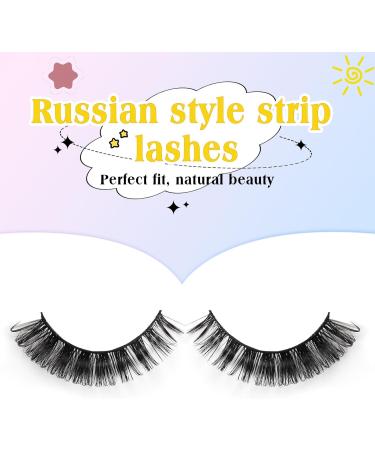 AIZUIWIY Russian Strip Lashes D Curl Fluffy False Eyelashes Kit with Bond &Seal Natural Look Like Extensions 3D Volume Lashes Fake Eyelashes 10 Pairs Reusable SJ23-CLASSIC EYELASHES KIT - Buy Online on GoSupps.com