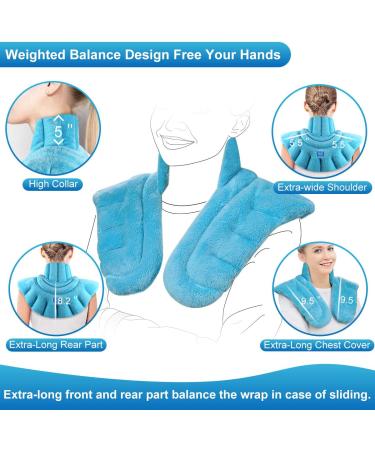 Relief Expert Extra Large Microwavable Heating Pad for Neck and Shoulders with Weighted Wrap & Eye Mask Combo - Blue - Buy Online on GoSupps.com