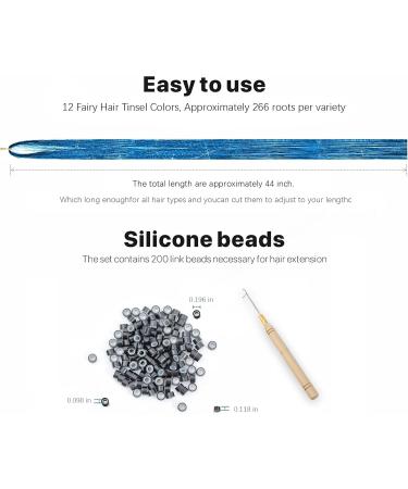 Hair Tinsel Hair Tinsel Kit with Tools Tinsel Hair Extensions 12 Colors 3200 Strands Glitter Hair Tinsel Heat Resistant 46 Inch Fairy Hair 12Colors-46Inch-3200Strands 12 Colors with kit - Buy Online on GoSupps.com