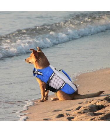 Dog Life Jacket Vest | Lightweight & Reflective Pet Lifesaver with Lift Handle | Leash Ring | Blue - Small - Buy Online on GoSupps.com
