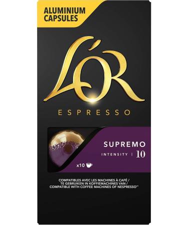L'Or Espresso Caf Supremo - Intensity 10 - 50 Aluminum Capsules Compatible with Nespresso * Machines (Pack of 5X10 capsules) - Buy Online on GoSupps.com