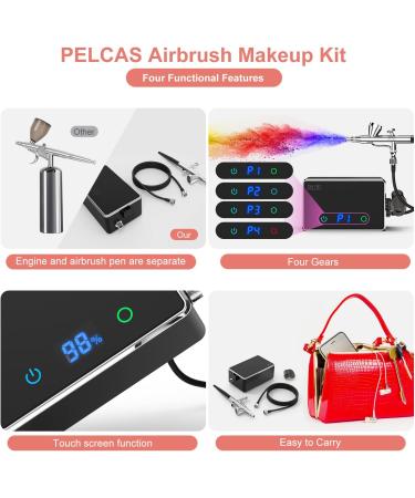 PELCAS Airbrush Makeup Kit | 32PSI Airbrush Paint Gun with Compressor | Breeze Airbrush System Set for Face & Body | Portable Cosmetic Starter Kit - Buy Online on GoSupps.com