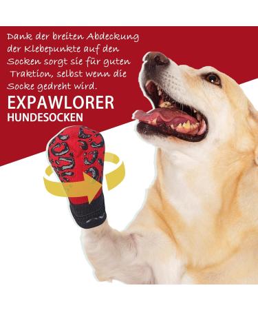 Expawlora Anti-Slip Dog Paw Protection | Adjustable Straps for Better Traction on Wooden Floors | Soft Elastic Fabric in Red | Size L - Buy Online on GoSupps.com