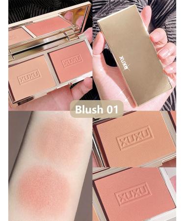 Matte and Shimmer Blush Palette with Mirror and Brush - Long-Wearing Natural-Looking Cheek Tint - 01 (1g) - Buy Online on GoSupps.com